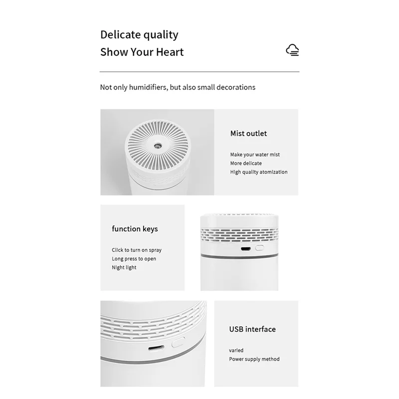 Umidificatore portatile per aromaterapia da 250 ml per spruzzatore USB per auto domestica con purificatore per lampada notturna a colori a LED-B