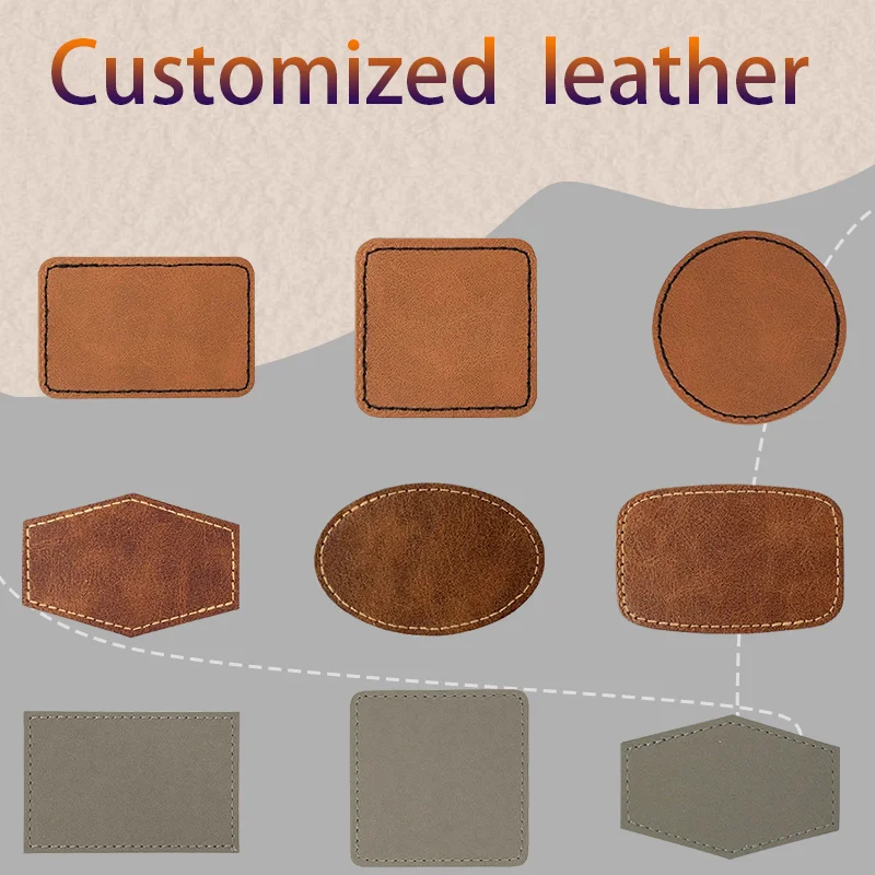 10 Pcs Custom Printed Logo DIY Artificial Leather PU Clothing Hat Patch Self-adhesive Rubber Label Clothing Accessories