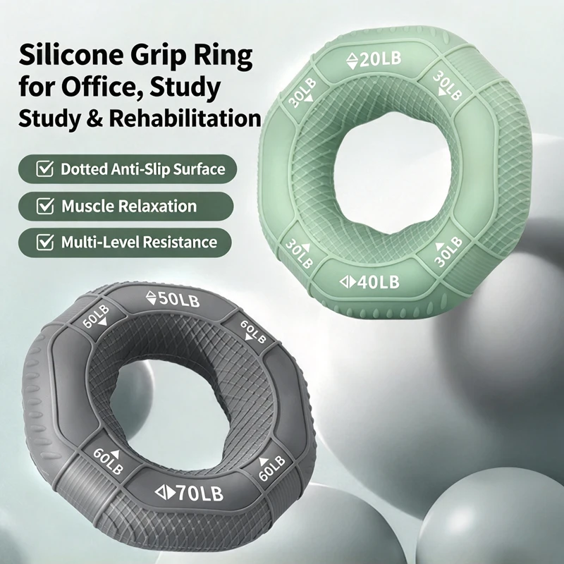 Silicone Hand Grip Ring Hand Strength Trainer Arm Muscle Exercise Gripper for Men Women Student Rehabilitation Fitness Training