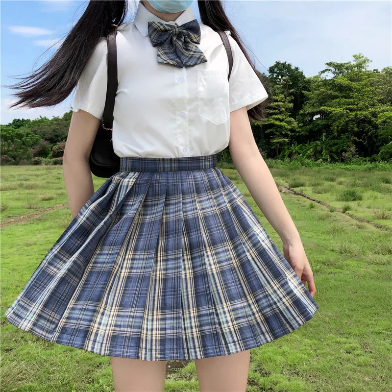 2023 Plaid Women Pleated Skirt Bow Knot Summer High Waist Preppy Girls Dance Mini Skirt Cute A Line Harajuku Sexy Japan Faldas