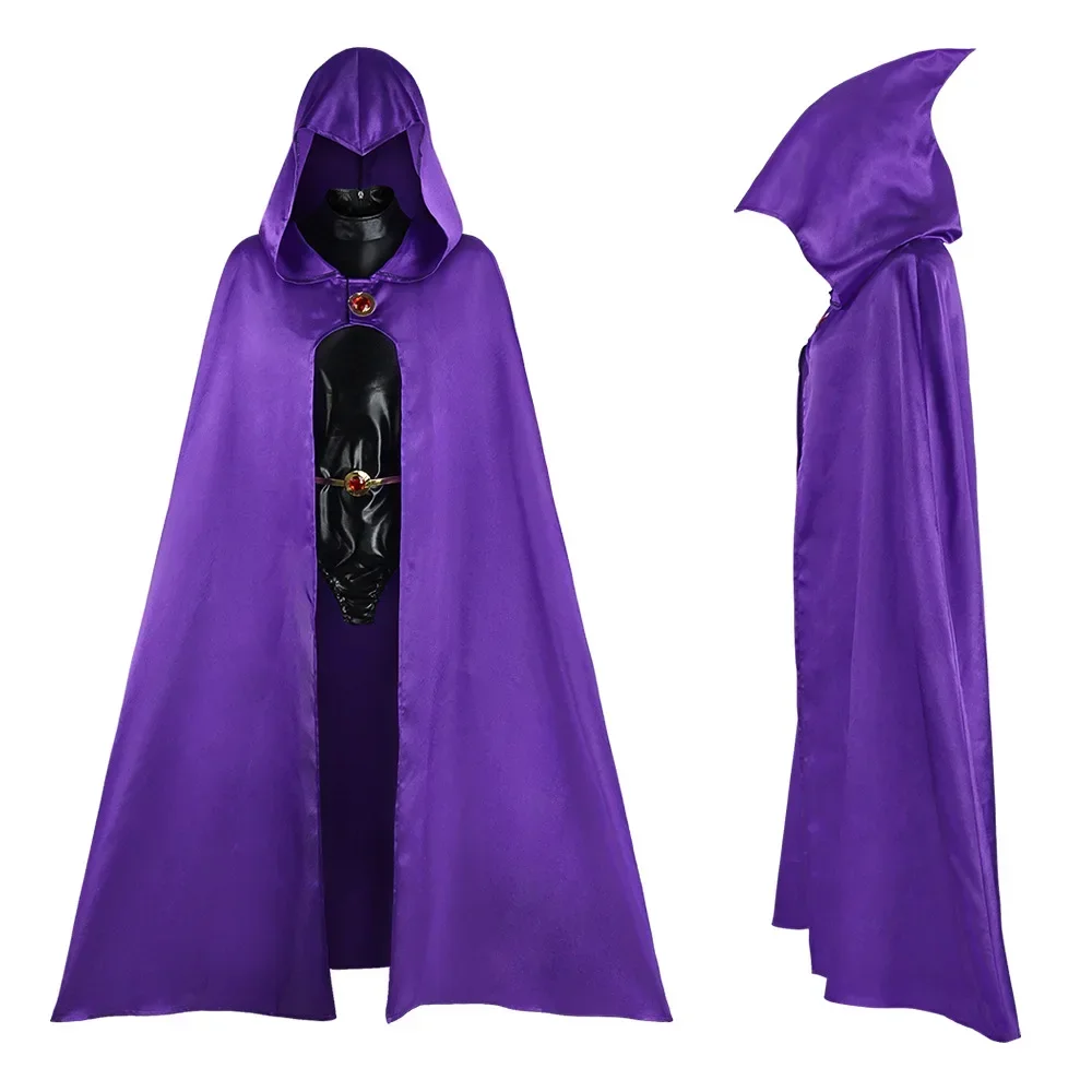 Anime dos desenhos animados adolescente titãs raven cosplay trajes sexy feminino macacões manto cinto conjunto festa de halloween cosplays roupas ternos