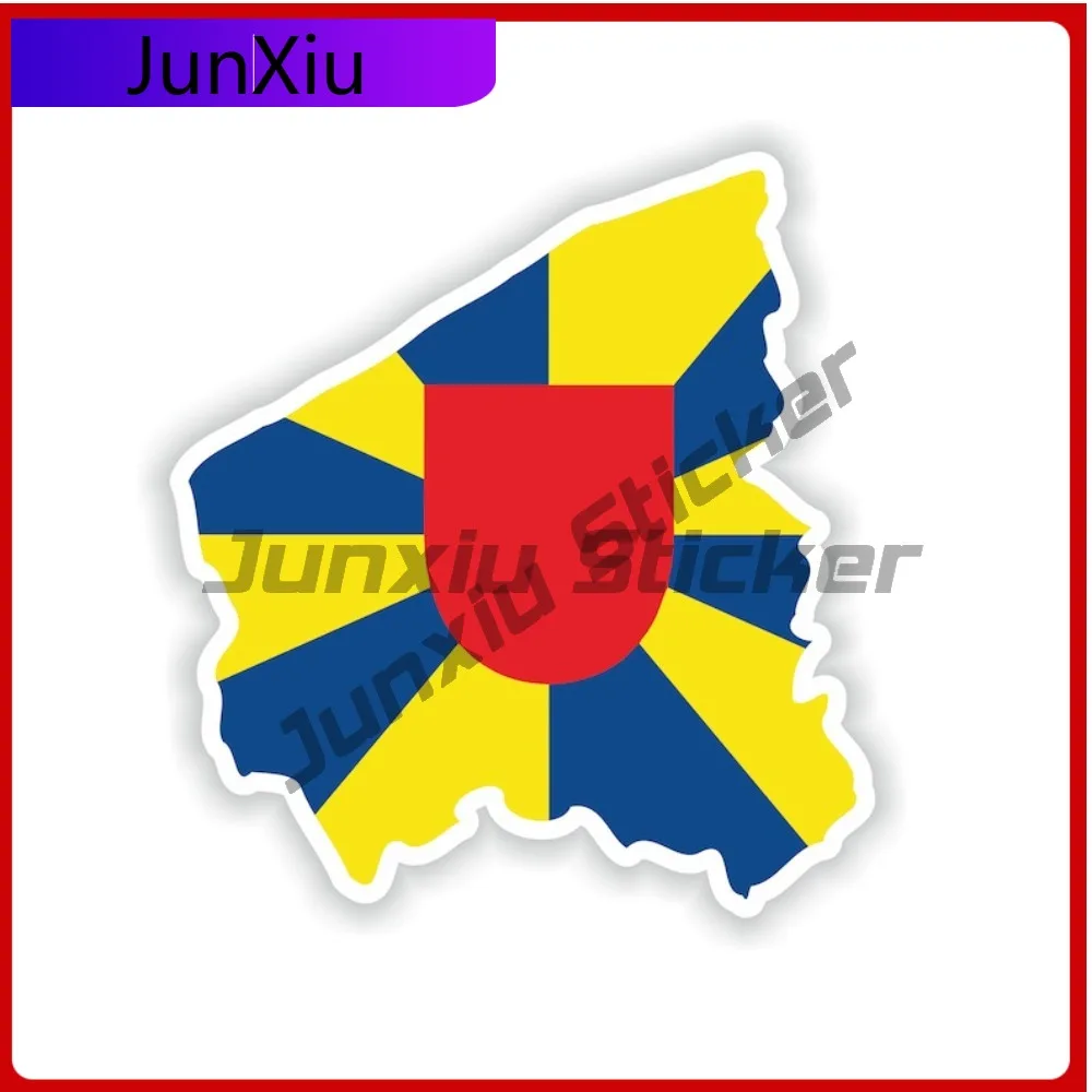 

West Flanders Belgium National Flag And Emblem Map Shape Stickers Scratch Cover Auto Sticker Camping Decals Waterproof Accessori