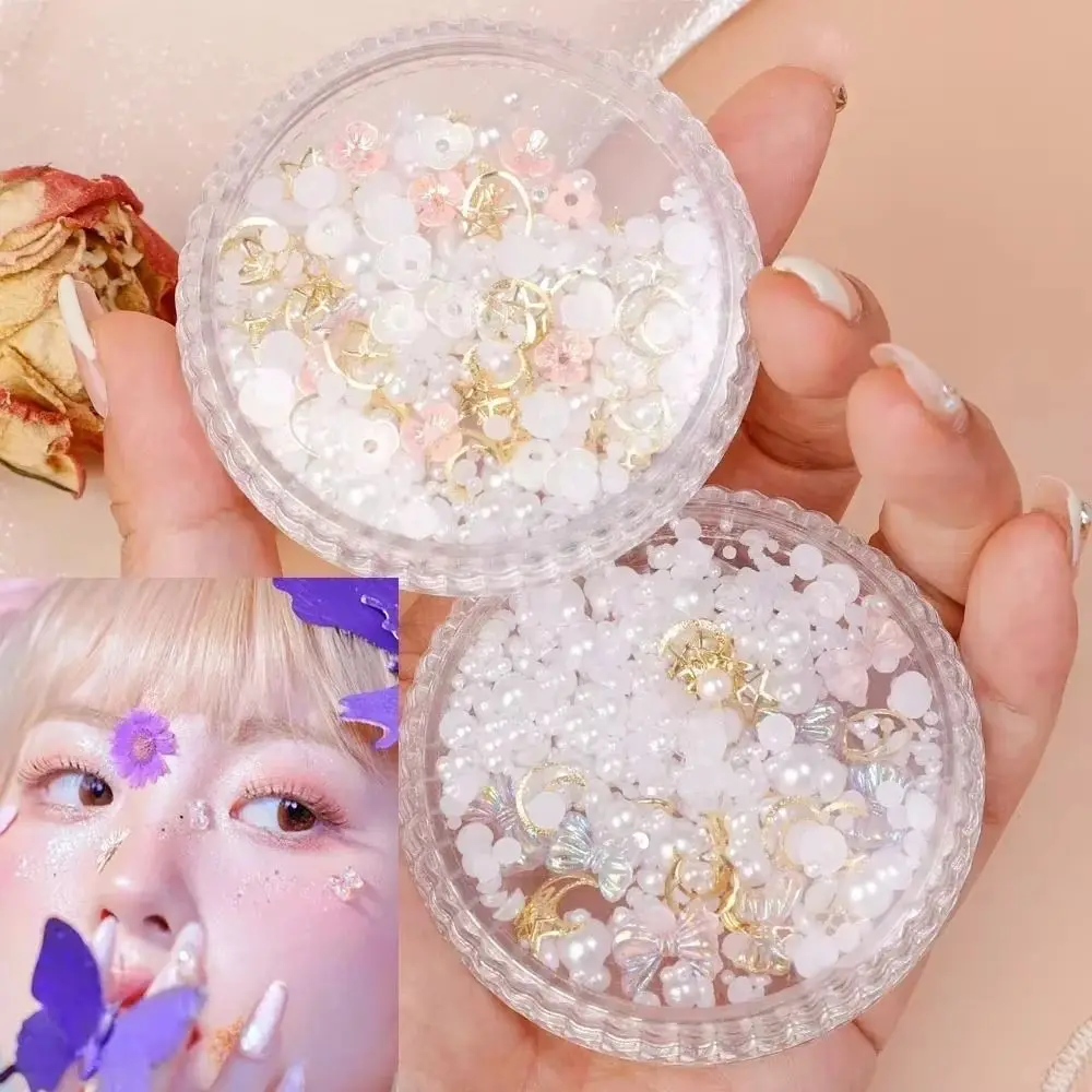 Nuove toppe per il trucco del viso con fiori a forma di farfalla, con paillettes glitterate, con perle adesive, strass decorativi, adesivi per donne e ragazze