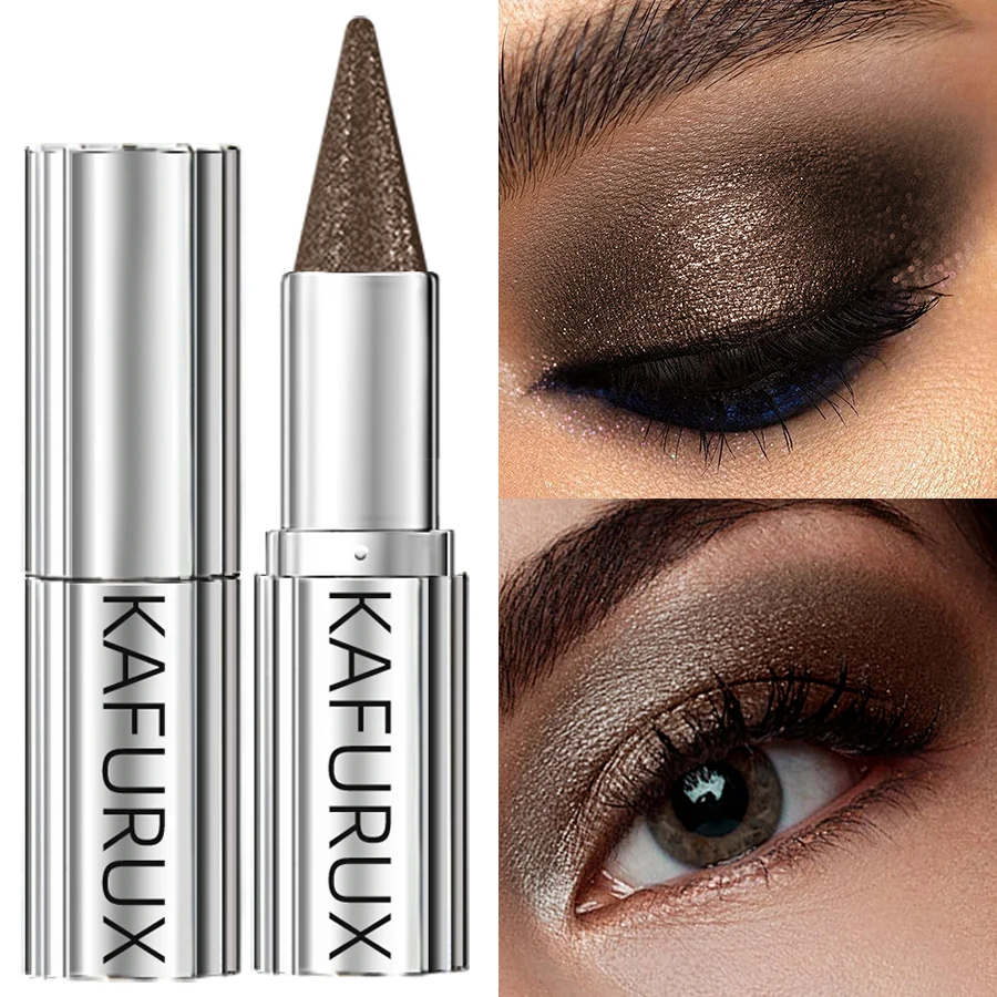 1pc 防水ブラウンアイシャドウスティック長期的な高着色シマーグリッターナチュラルアイシャドウペンシルクレヨンメイクアップギフト