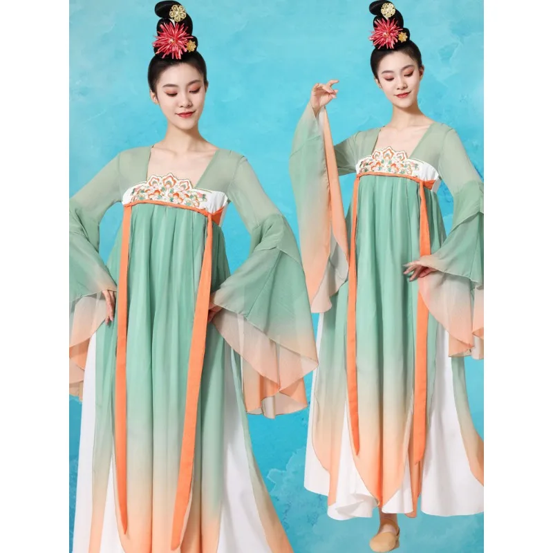 Classical dance costumes female elegant Han and Tang style chest dress gradual change gauze Chinese hanfu spring song dance