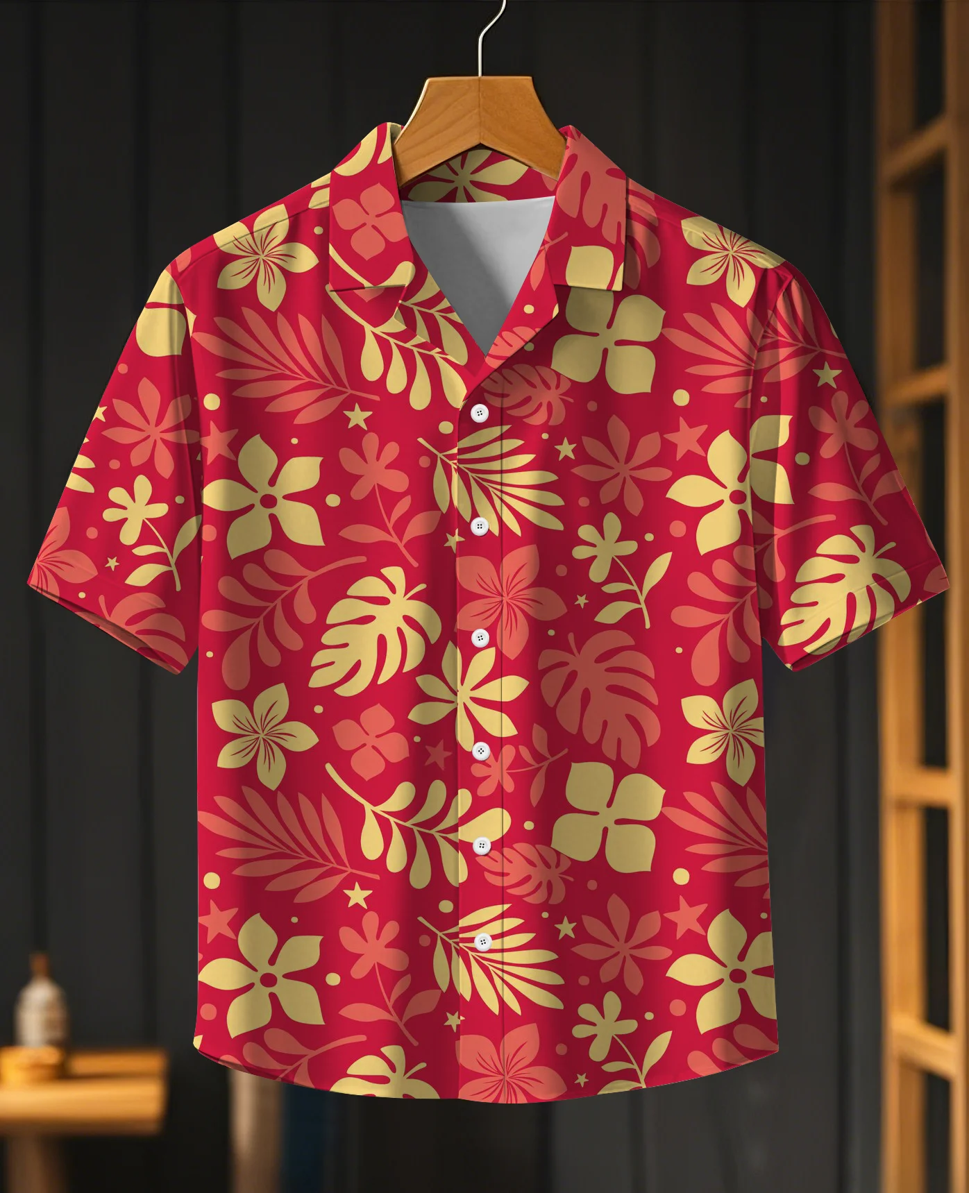 

Stylish Cuban Collar Short Sleeve Shirt, 3D Digital Print Design, Unisex Summer Fashion for Daily Outfits.