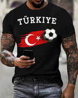 Türkiye Flag Unisex T-Shirt Summer Football Sports T-Shirt Casual Men's Short Sleeve Top 2024 Turkish Fan T-Shirt Men's Clothing