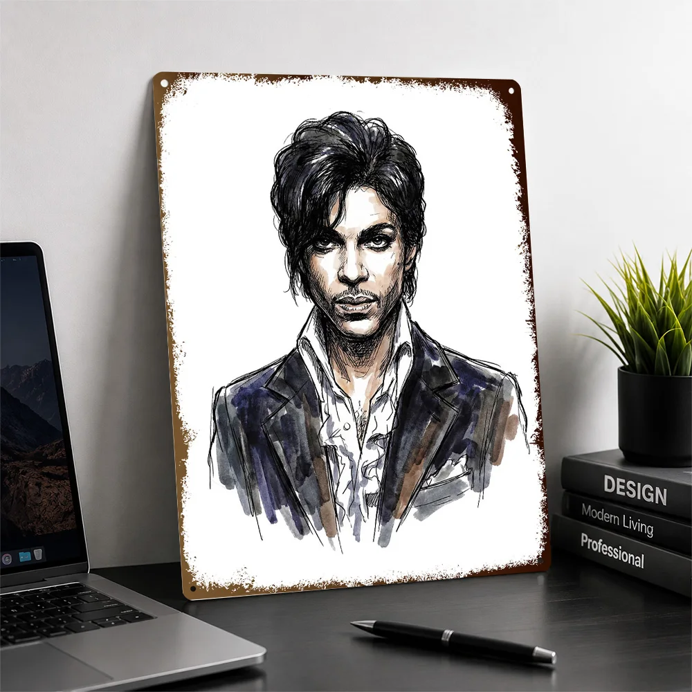 Prince Portrait Illustration Aluminum Poster Customized Metal Sign Bold Soul Legend Tribute Wall Art Made For Vocal Collectors