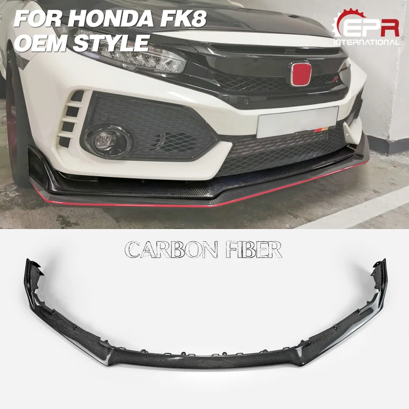 Armazém dos EUA para FK8 Civic Type-R OEM fibra de carbono lábio do para-choque dianteiro