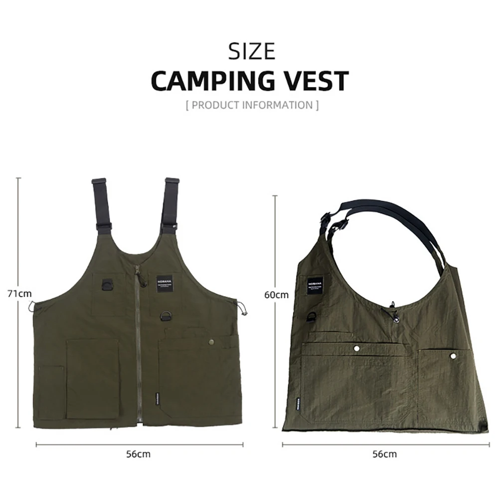 Camping Vest Sleeveless Shoulder Bag Multi Pocket For Fishing Work Travel Hiking Waistcoat Jacket Unisex