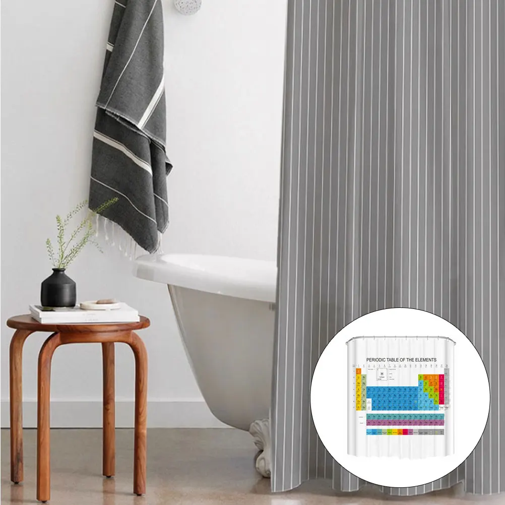 

Waterproof Shower Curtain Bath Tub Curtain Opaque Large Size 150X180Cm Periodic Table Pattern Creative Bathroom Decoration