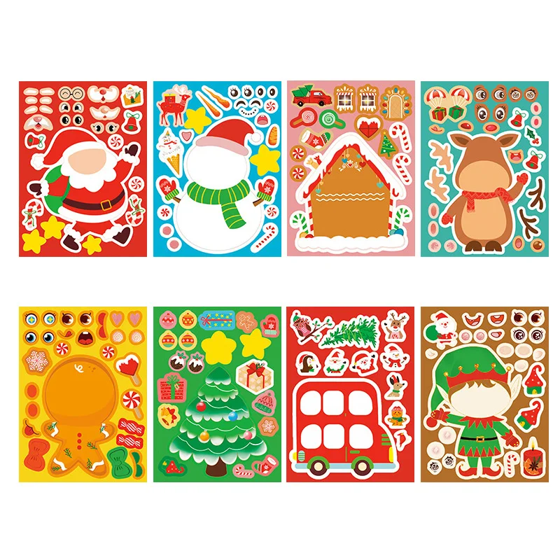 24pcs Christmas Stickers Snowman Gnome Elk Santa Claus Xmas Tree Stickers DIY Gift Bags Boxes Decoration Paper Labels Noel Natal