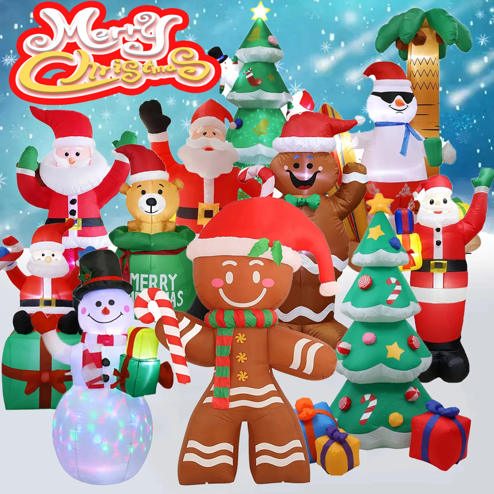 

Christmas Inflatable Decoration Toy Built-in LED Lights Inflatable Model Indoor Outdoor Ornament Xmas Party New Year Garden Deco