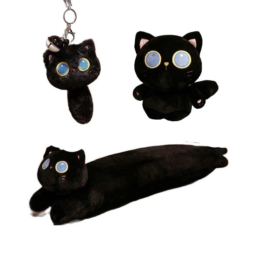 18-110cm Kawaii Plush Pendant Toys Stuffed Animal Black Cat Doll Soft Pluche long Pillow Cushion Christmas Gift