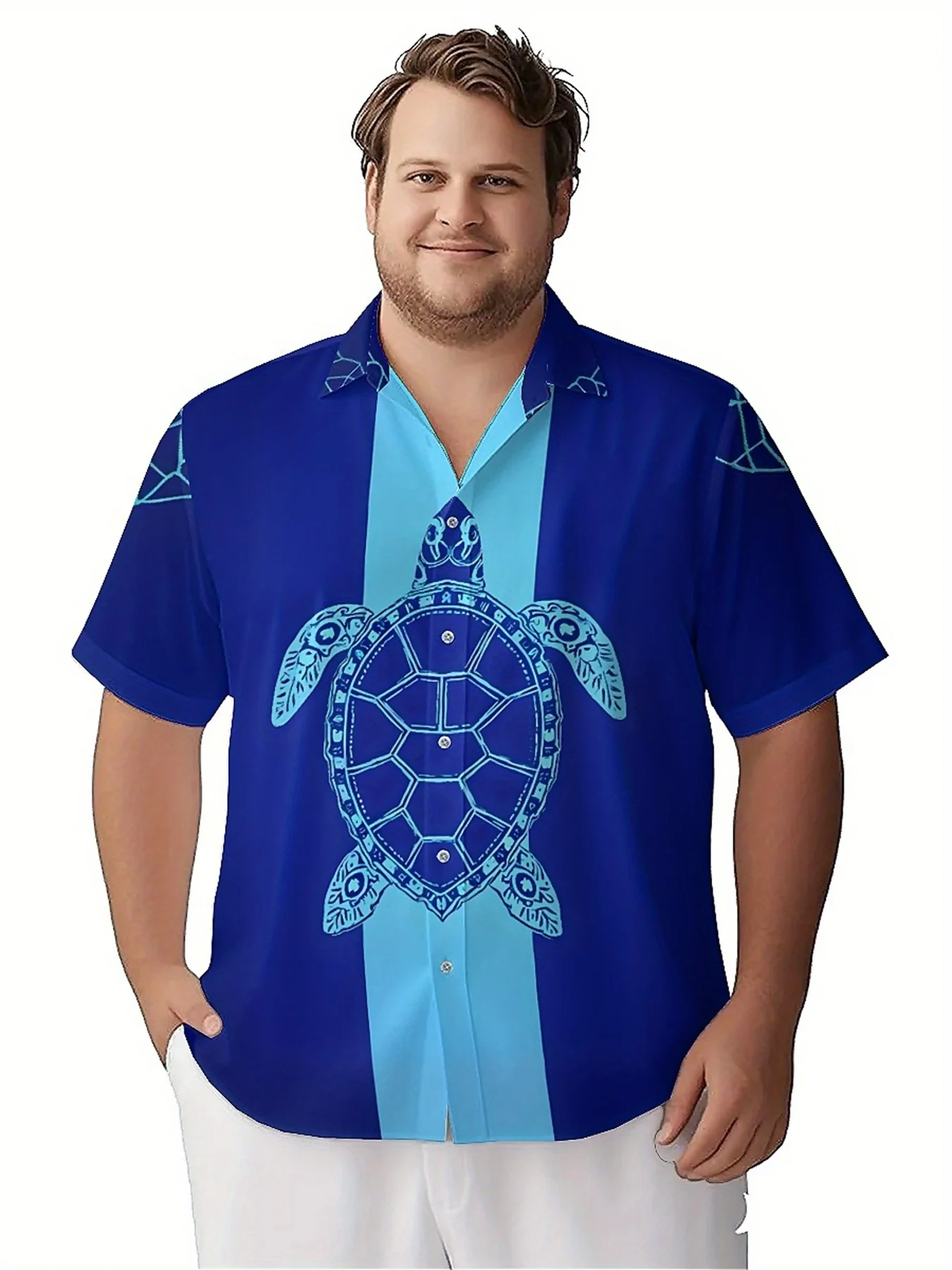 Men's Plus Size Hawaiian Shirts Deep Sea Turtle Tattoo Art Pattern, Unisex Aloha Shirts,New in Summer Tops Tee,streetwear