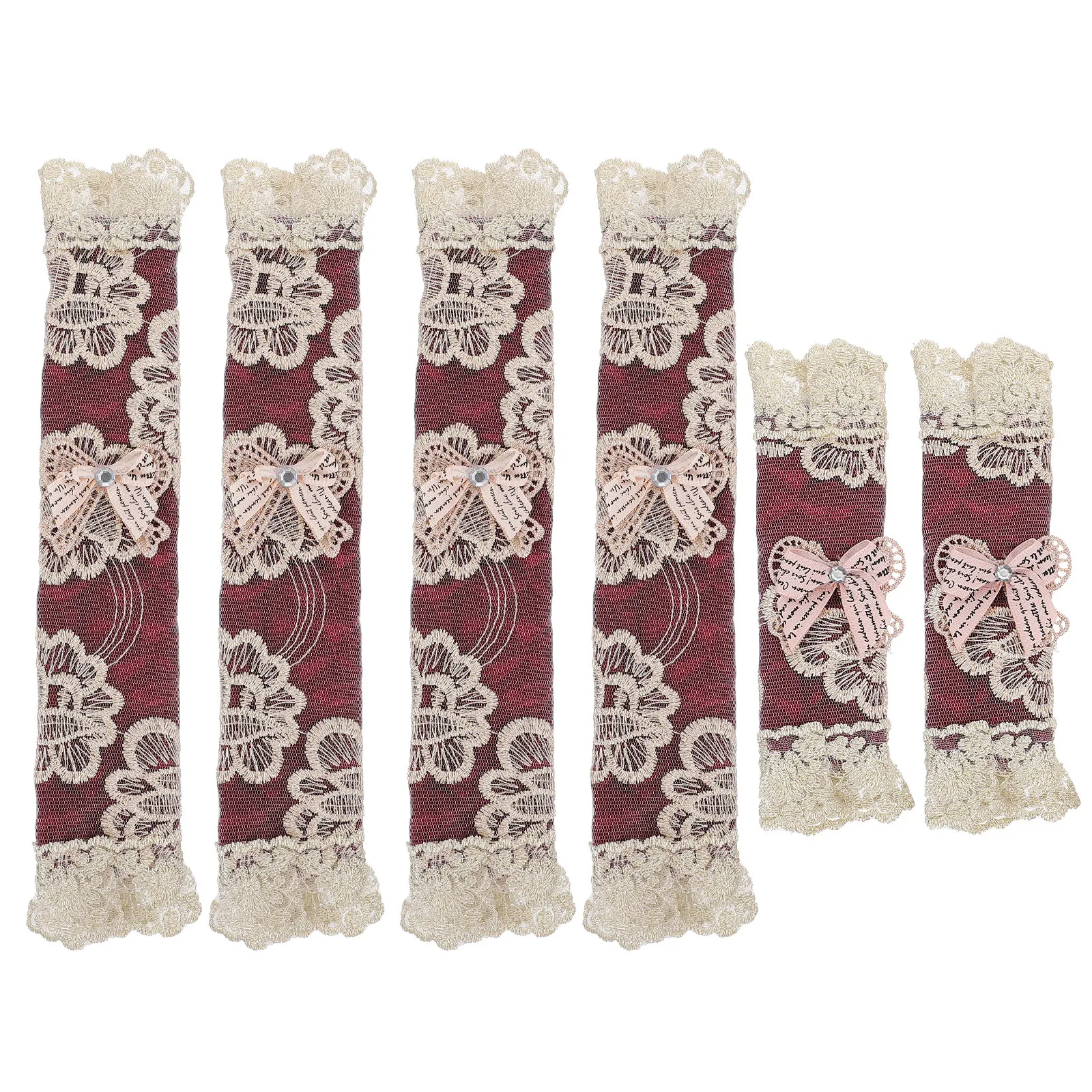 

6Pcs Dustproof Handle Covers Kitchen Appliance Gloves Soft Lace Protector for Fridge Microwave Oven Door Handles Fingerprint