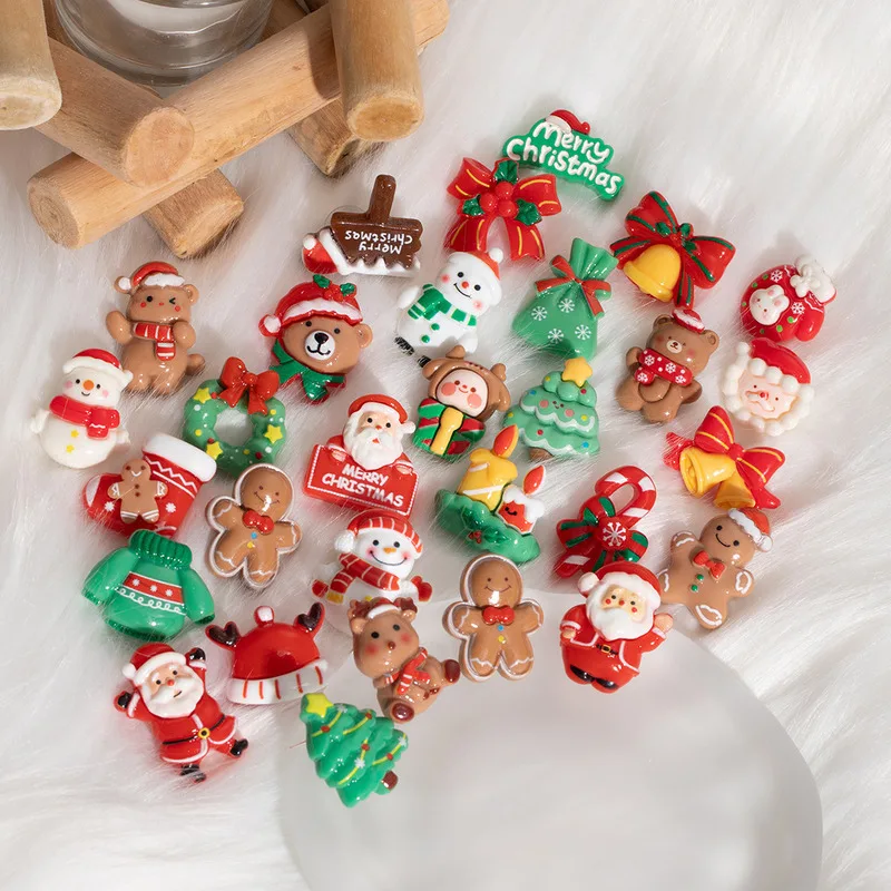 new Colorful Trees Snowman Christmas Figurine Cartoon Gingerbread People Bell Soft Ceramic High End Fun Santa Claus Elk Earrings