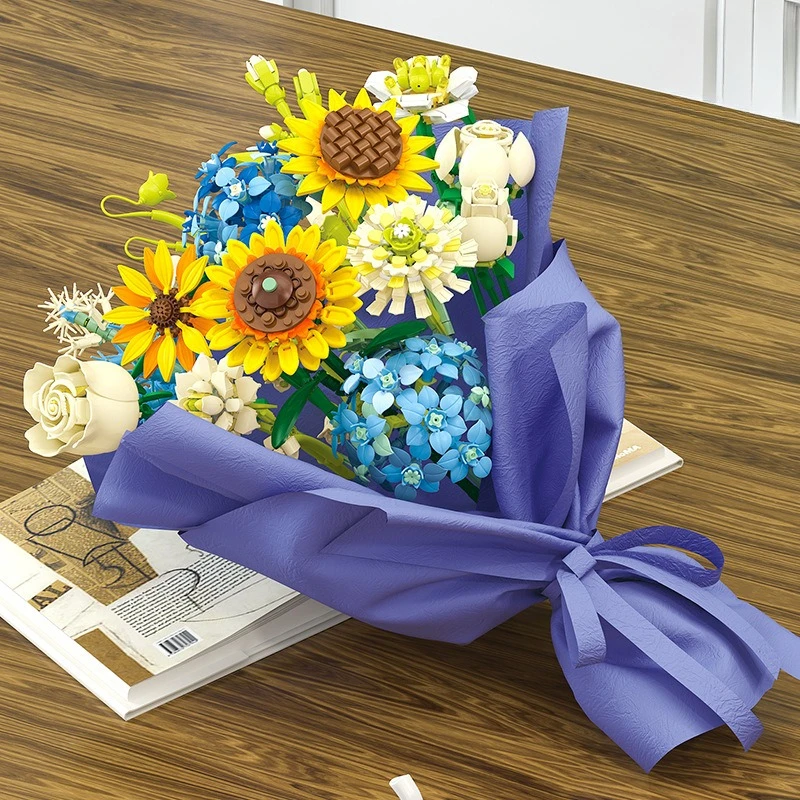 

9196 Ручной букет подсолнечника Строительный блок Букет Сборная игрушка Мелкие частицы