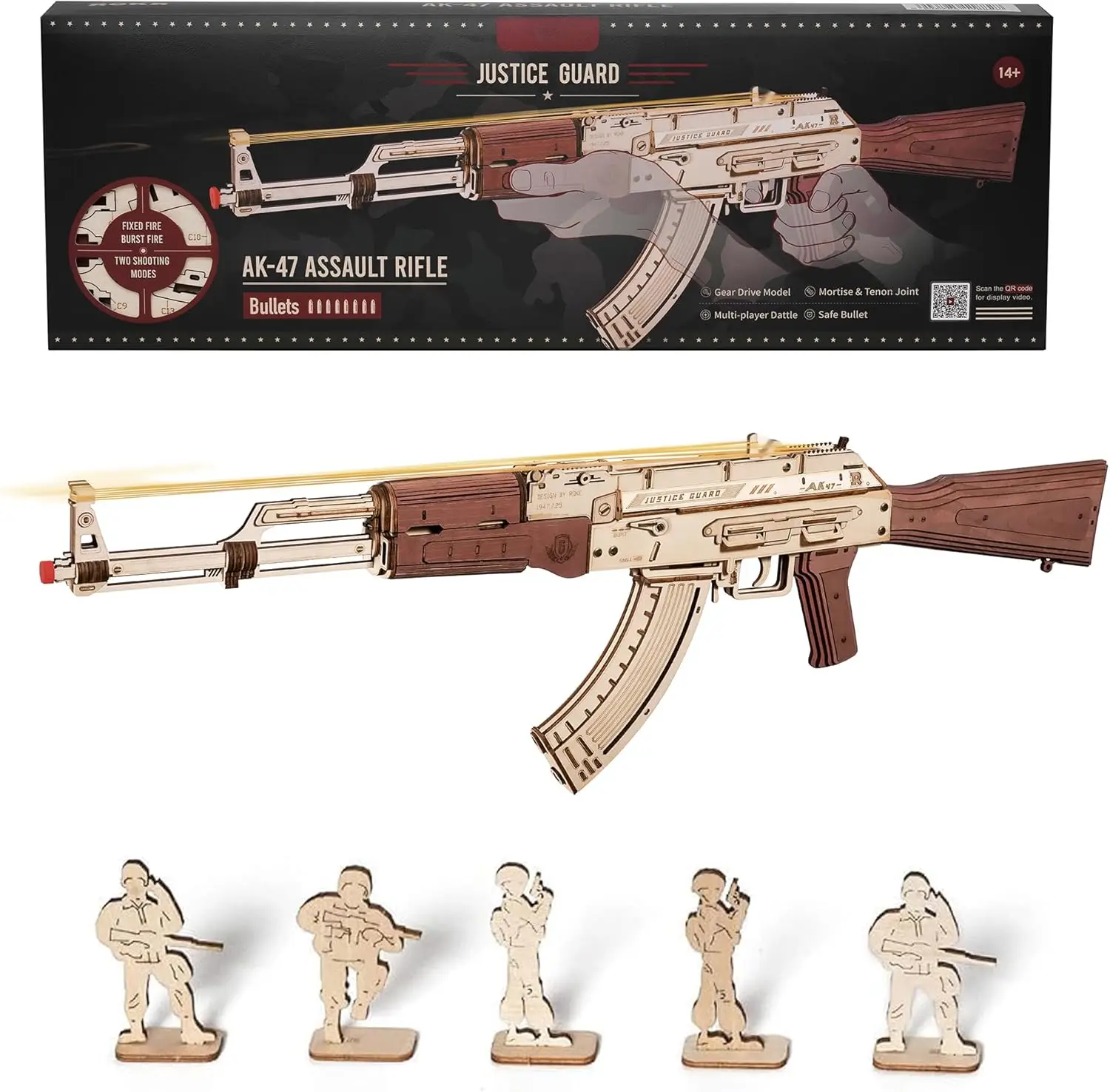 

Деревянная модель пистолета ROKR AK47, игрушка для самостоятельной сборки, пистолет с резиновыми пружинами, 3D-набор для сборки из дерева, режим одиночной стрельбы/серии выстрелов.