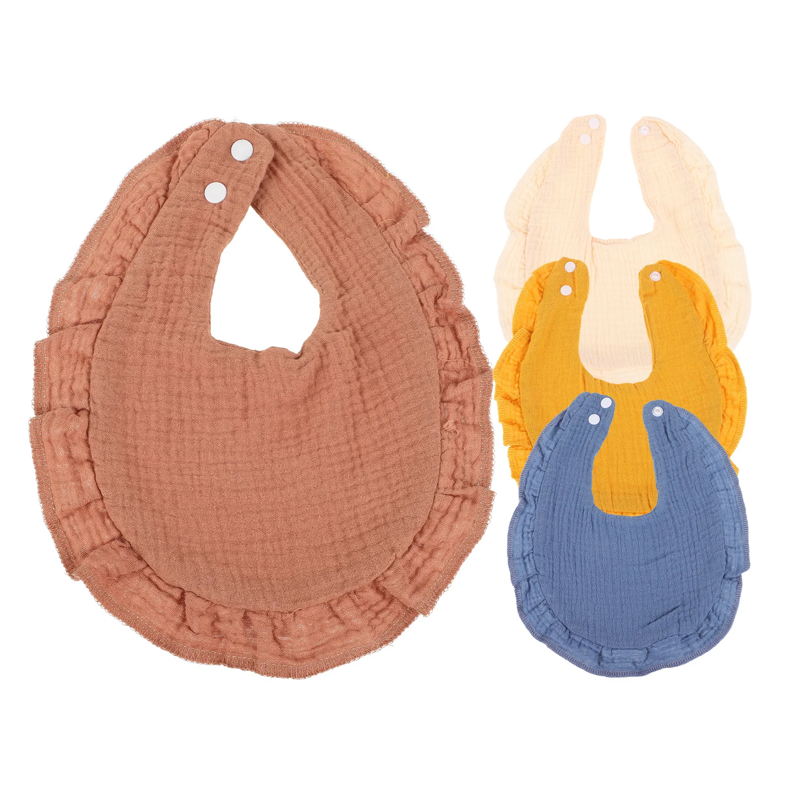 4 قطعة المرايل القطنية الشاش حافة لعابه الماسك باندانا للطفل فتاة صبي 100% القطن الخالص لينة قابل للغسل الصلبة الأبيض الدانتيل تقليم