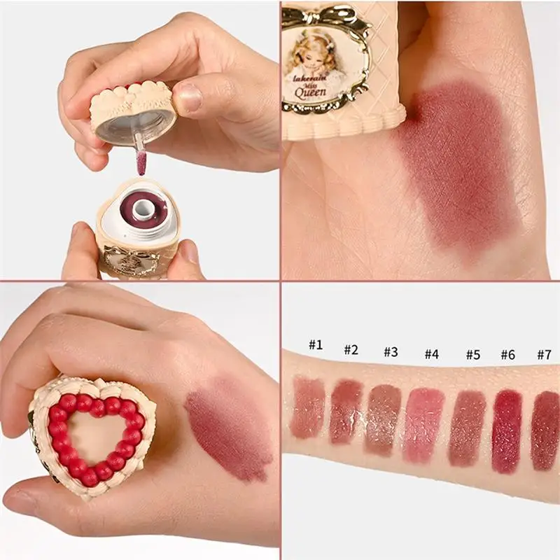 Strawberry Cake Mousse Lip Mud, Glaze Mousse Lipstick Creamy Texture Silky Smooth Weightless Feel Blurring Effect High Coverage