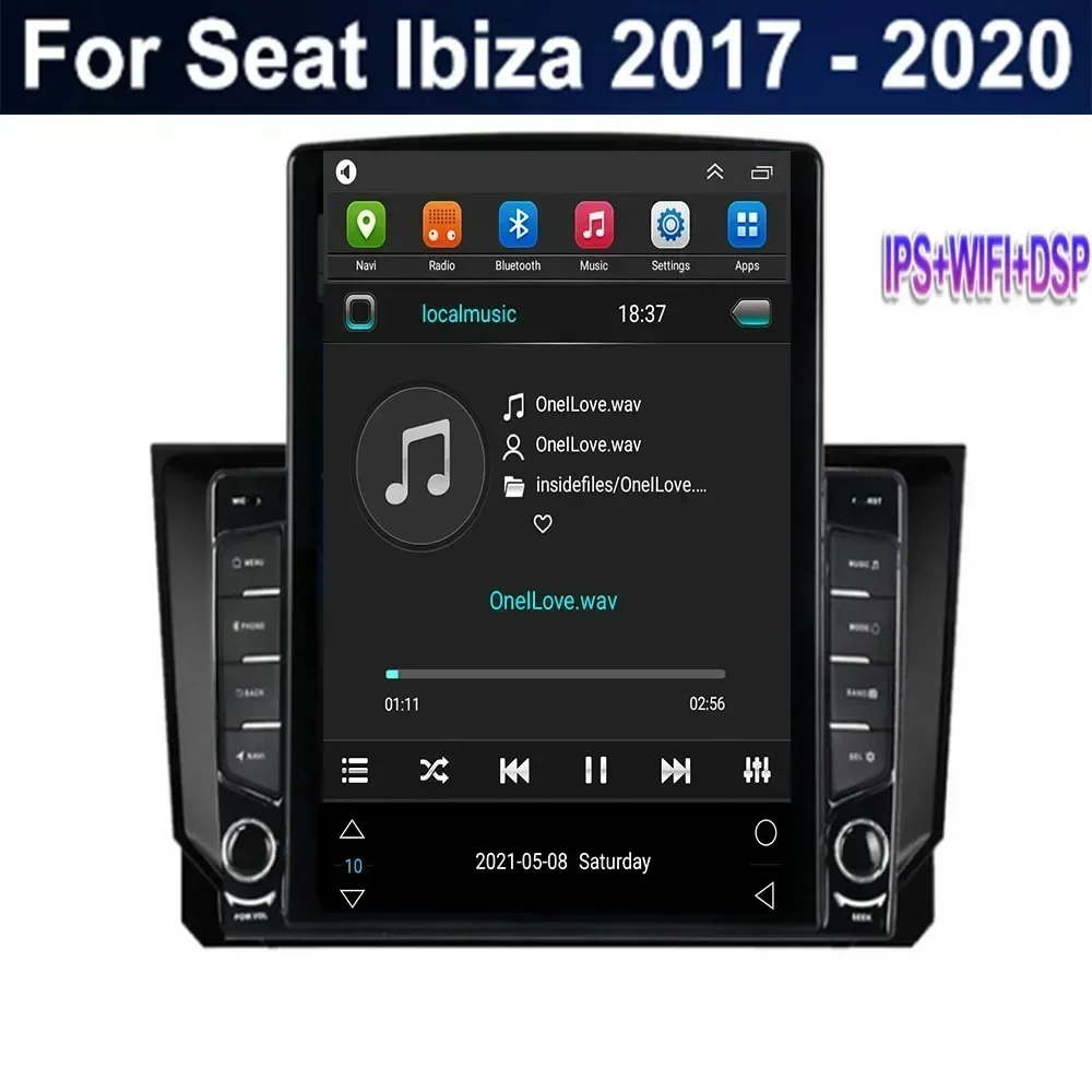 9,7 "Android 13 для Seat Ibiza 2017-2035 Tesla Тип Автомобильный радиоприемник Мультимедийный видеоплеер Навигация GPS RDS