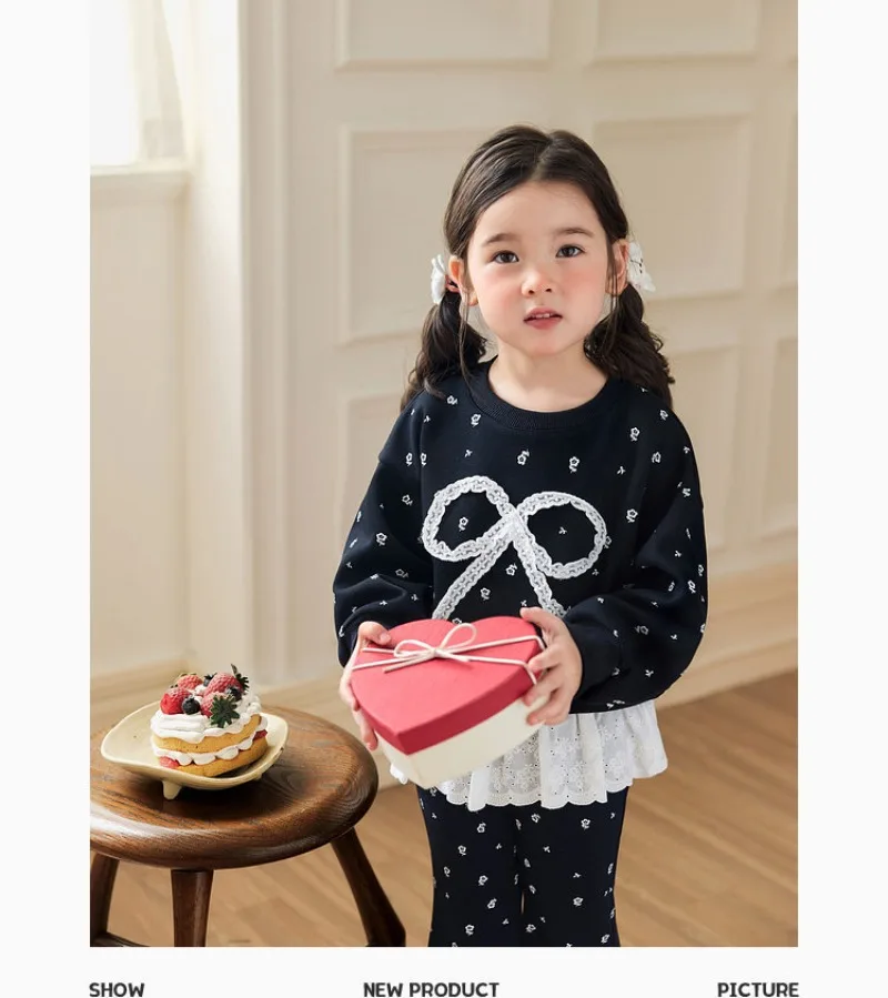 RAISE 2-8 Jahre Kinder Mädchen Zweiteiliges Outfit Herbst Kinder Mädchen Schleifen-Sweatshirt Trainingsanzüge 2026 Spitzenbesetzte Schlaghose Outfits – Detail 14