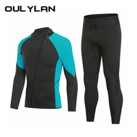 Oulylan 3MM Men Winter Neoprene Wetsuit Long Sleeve Surfing Diving Jacket Male Thermal Snorkeling Coat Solid Color Swimwear