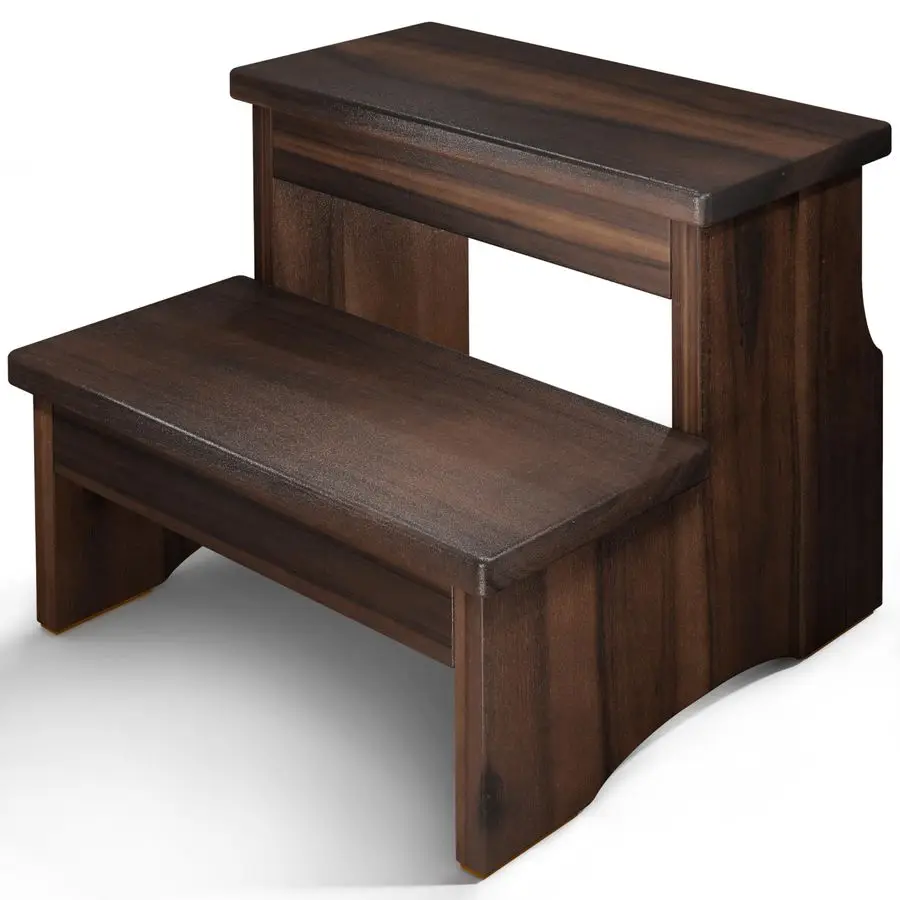 

Two Step Stool, Heavy Duty 2Step Ladder for Adults amp Kids, Supports up to 450lbs for Kitchen, Bathroom or Bedside Use Walnut F