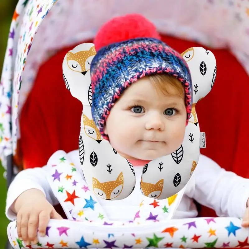 Almohada protectora de viaje para asiento de coche, soporte suave para cabeza y cuello, reposacabezas en forma de U para niños