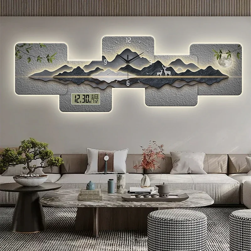 Modern Art Mural Wall Clocks Luxury Luminous Interior Aesthetic Wall Watch Silent Stylish Horloge Living Room Decoration