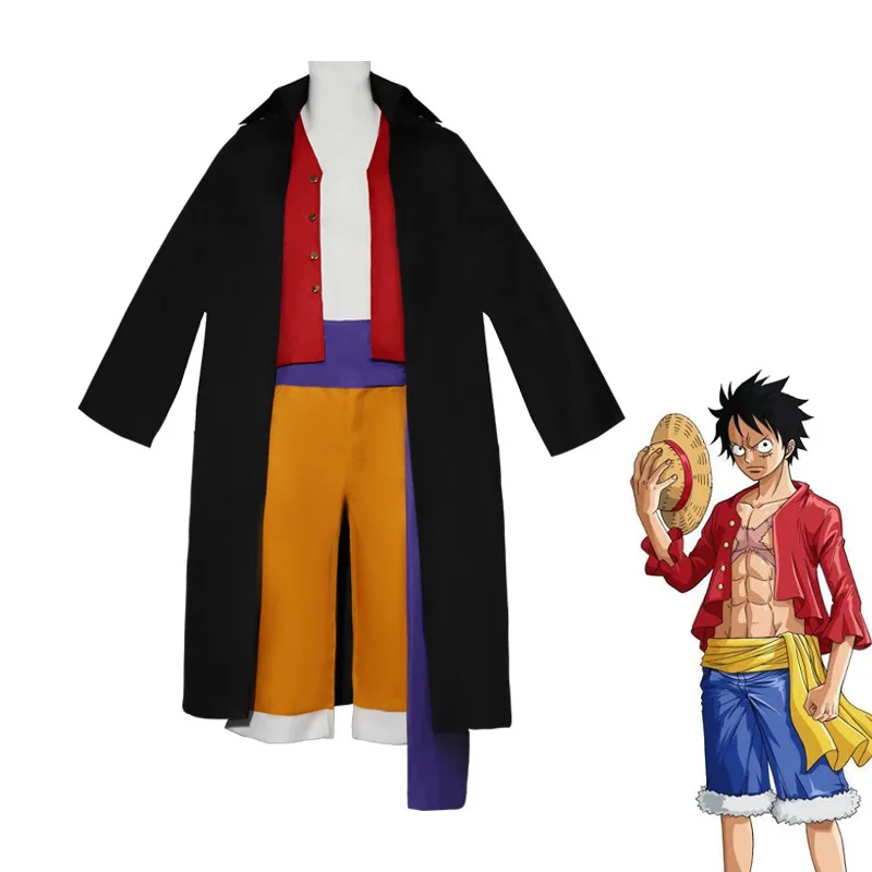 Japanese Anime Sea Poacher Cosplay Monkey D Classical Suit Luffy with Hat Halloween Outfit Adult