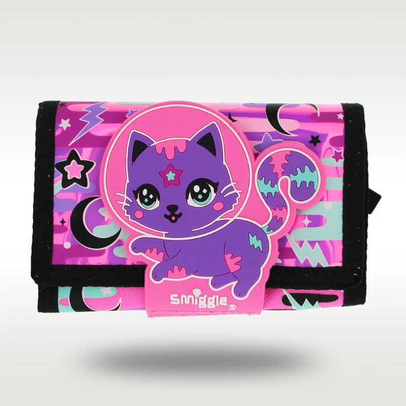 

Australia Smiggle Original Children's Wallet Rose Red Space Cat Wallet Leather Card Bag Coin Girl Cute Wallet Original