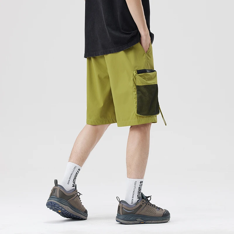 Summer new multi-pocket cargo quick-drying shorts multi-color light plate five-quarter pants loose straight belt simple assault