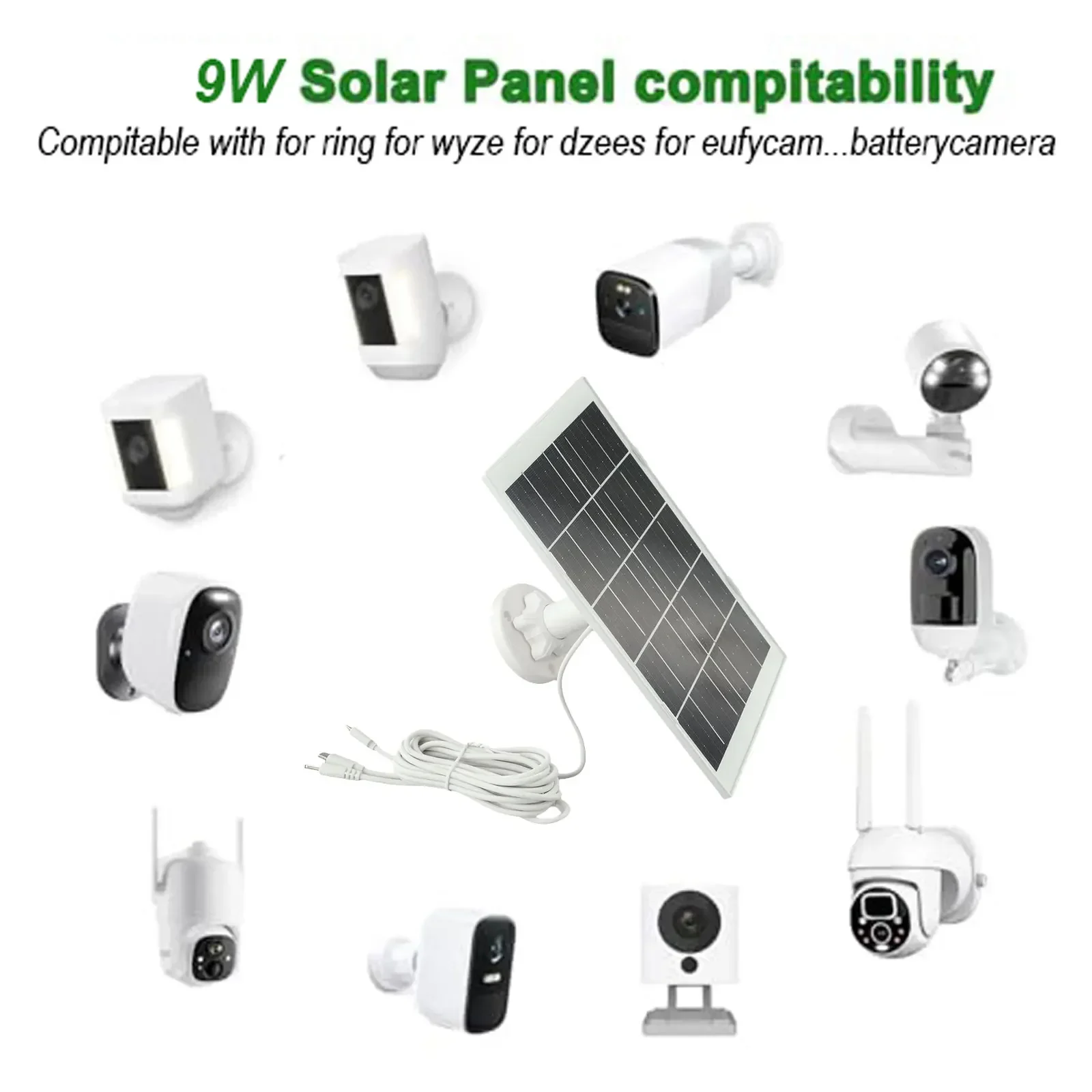 Advanced Energy Solution 9W Solar Panel with Comprehensive Compatibility for Low Power Security Camera Systems