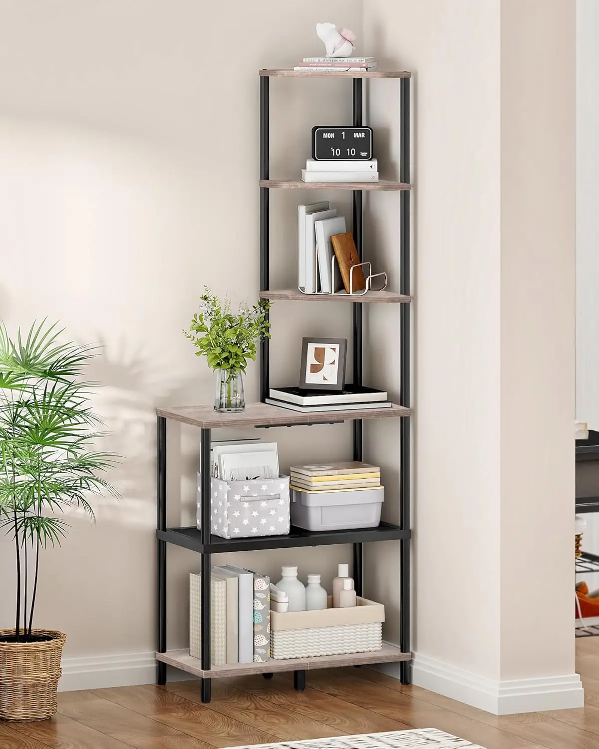 

6-ярусная угловая полка с рабочей поверхностью, ромбовидное хранилище для небольших помещений, гостиных, домашних офисов