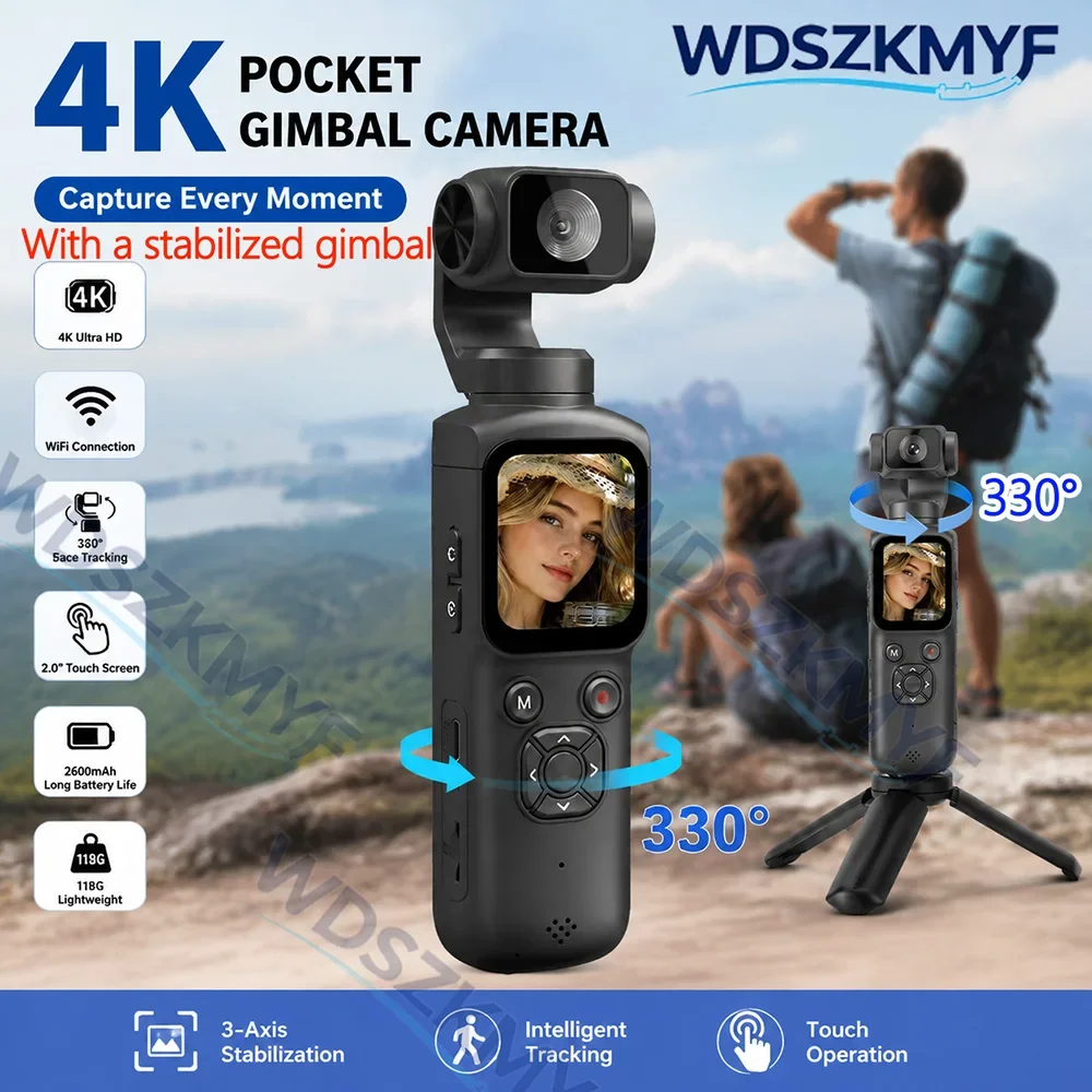 330° Face Track 4K Portable Action Camera Desktop Stand WIFI For YouTube Vlog Entry Video Recording Record Action Cameras Cam