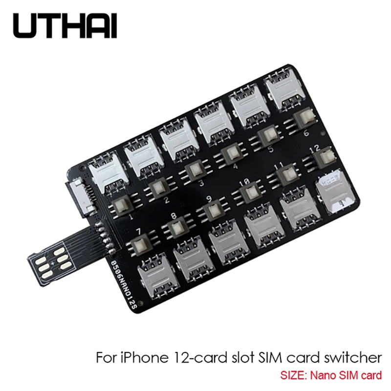 T13 12 Card Slot SIM Card Adapter Multi SIM Card Reader for Android Smartphone Mini SIM Nano Sim Card Reboot-Free Switch