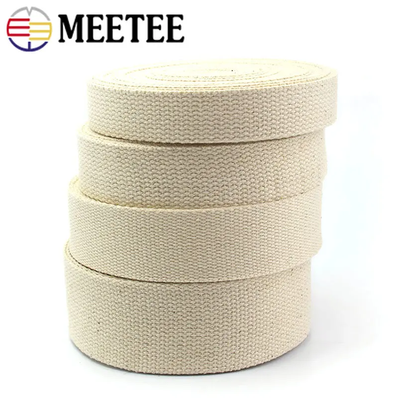 5Meters 20-50mm Cotton Webbing Tape Bag Strap Clothes Belt Beige Canvas Decorative Ribbon Band DIY Sewing Material Accessories