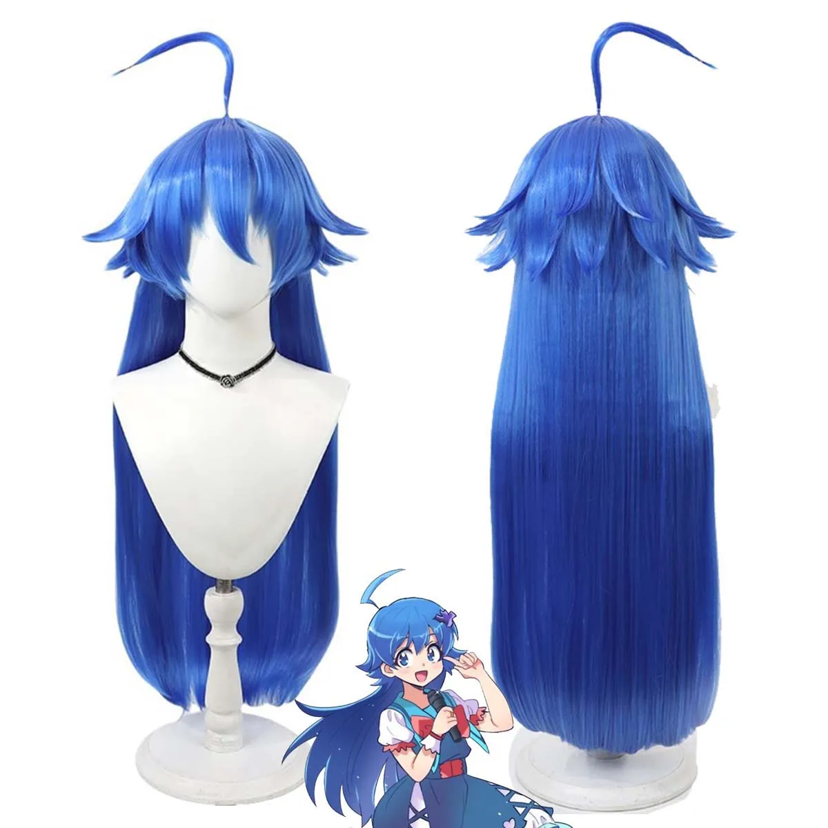 Anime Welcome To Demon School Iruma-kun Suzuki Iruma Transformation Long Blue Wig