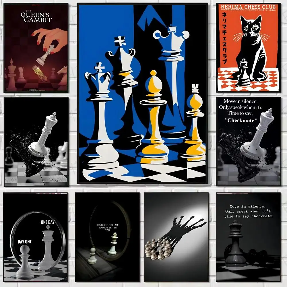 Chess Lovers Motivational Art Poster Stickers, suitable for game rooms, bedrooms, corridors, home wall art decor, gifts