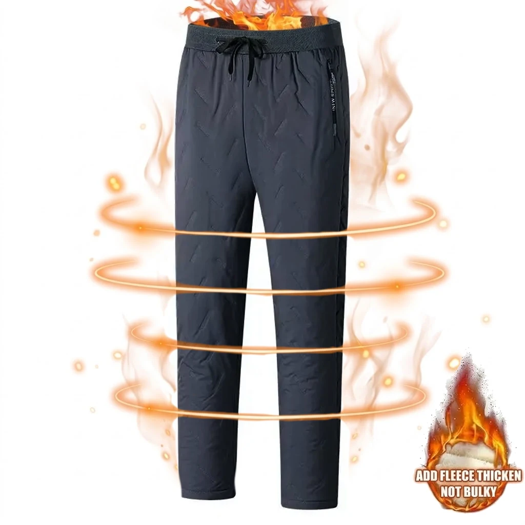 Herren-Winterhose für den Außenbereich, warm, mit Fleece gefüttert, wasserdicht, Thermohose, dicke Jogginghose, winddicht, Laufhose, Sport-Trainingshose. – Detail 8