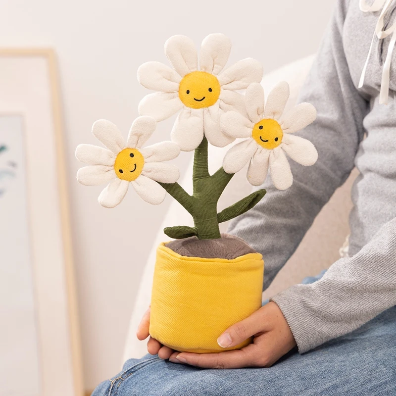 Desenhos Animados Plantas Em Vaso De Brinquedo De Pelúcia, Suculento Almofada De Flores Em Vaso, Planta Recheada Macia, Criativa Daisy Doll, Decoração De Casa Engraçada