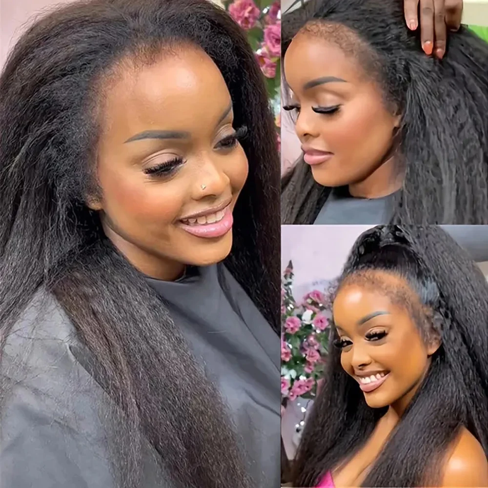 Geeta Half Wigs Человеческие волосы Бесклеевой парик Человеческие волосы Готов к ношению Полупарик 3 в 1 Шнурок Kinky Straight Бесклеевой полупарик