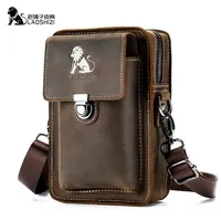 Brand New Crazy Horse Leather Men Waist Pack Phone Pouch Bags Waist Bag Men's Small Shoulder Belt Bag crossbody bags for men