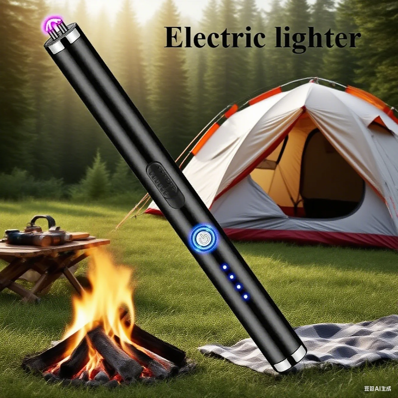

USB Electric Rechargeable Pulse Long Kitchen Lighter Windproof Outdoor LED Plasma Arc Flameless Candle Unusual Igniter