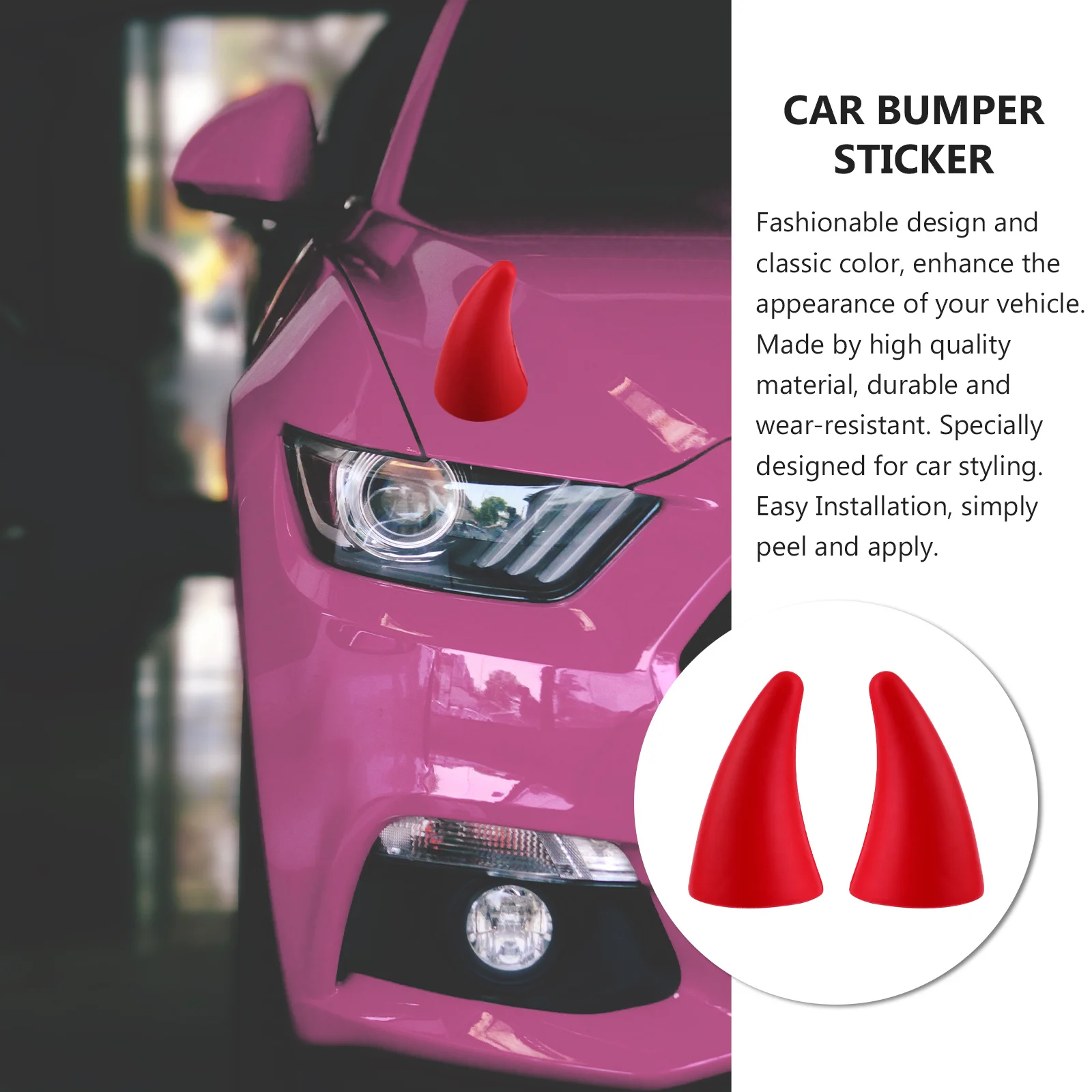 

2Pcs Car Styling Devil Horns Decorative Sticker Durable Bumper Protector Anti-Collision Artifact Car Styling Devil Horn