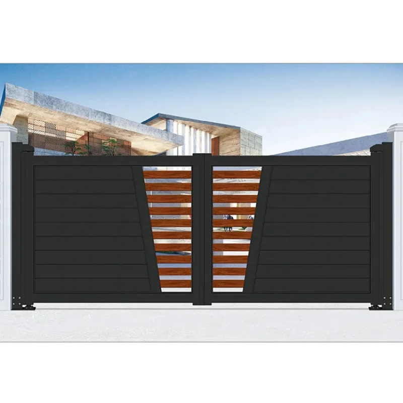 custom.Modern Aluminum Folding Gate Automatic Opening Decorative Door Garden Outdoor Park Hotel Use Powder Coating Fin