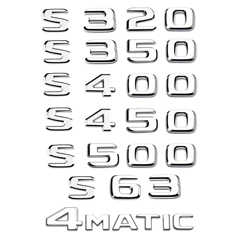 

ABS Car Trunk Letters Logo Emblem Badge Decals Sticker For Mercedes Benz S Class W222 W223 S320 S350 S400 S500 S450 S63 4MATIC