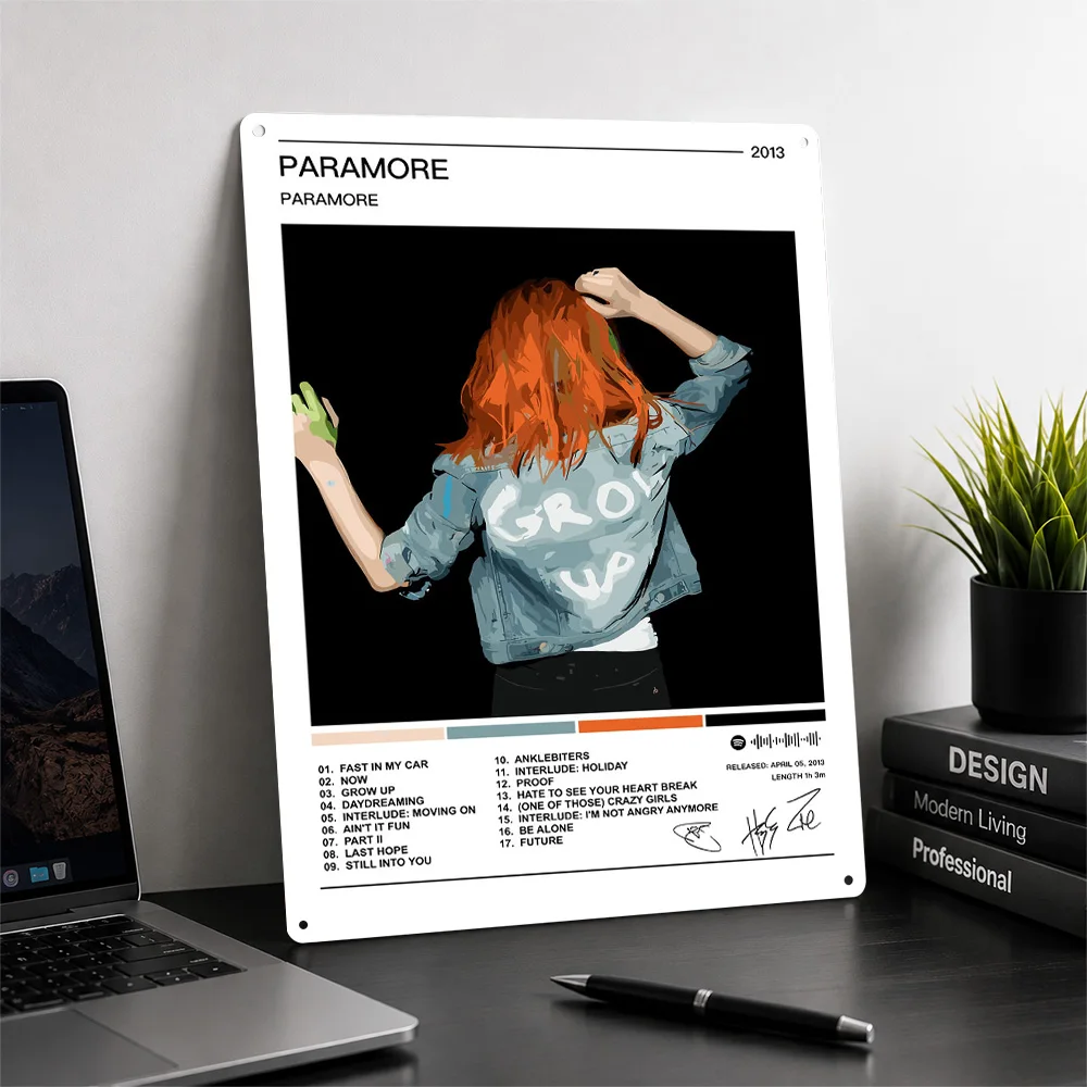 Paramore Album Cover Art Poster Musical Wall Art Personalized Vintage Metal Tin Sign for Music Room Studio Bedroom Home Decor